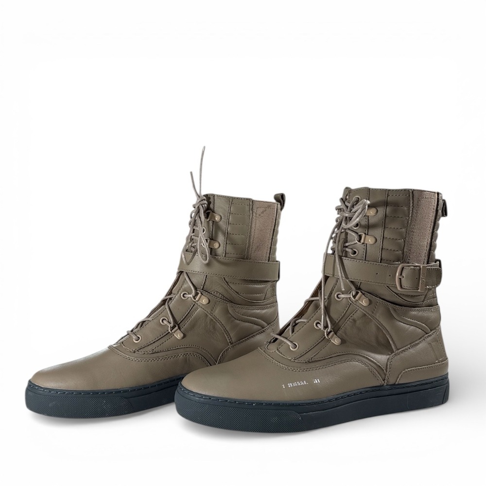 Godspeed Movement‎ Combat Boots Khaki Leather Lace Up Unisex Wm 12/Men 10/11 NIB - Picture 6 of 11